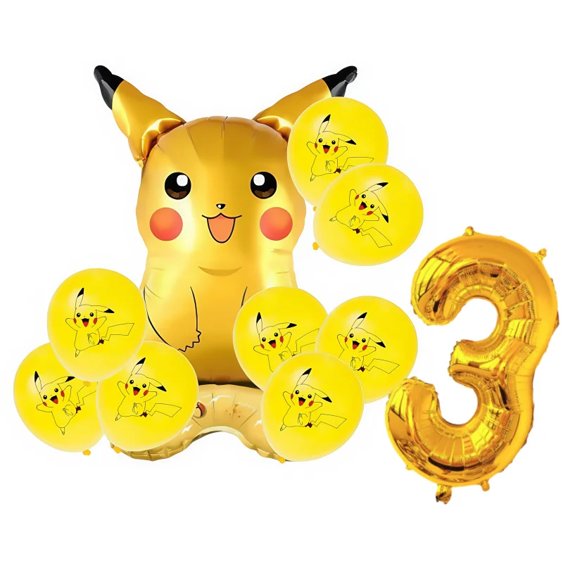 10 Buah Set Balon Nomor Foil Ulang Tahun Pokemon Pikachu Tupai Charmander Perlengkapan Dekorasi Pesta Anak Laki-laki Perempuan Baby Shower Globo