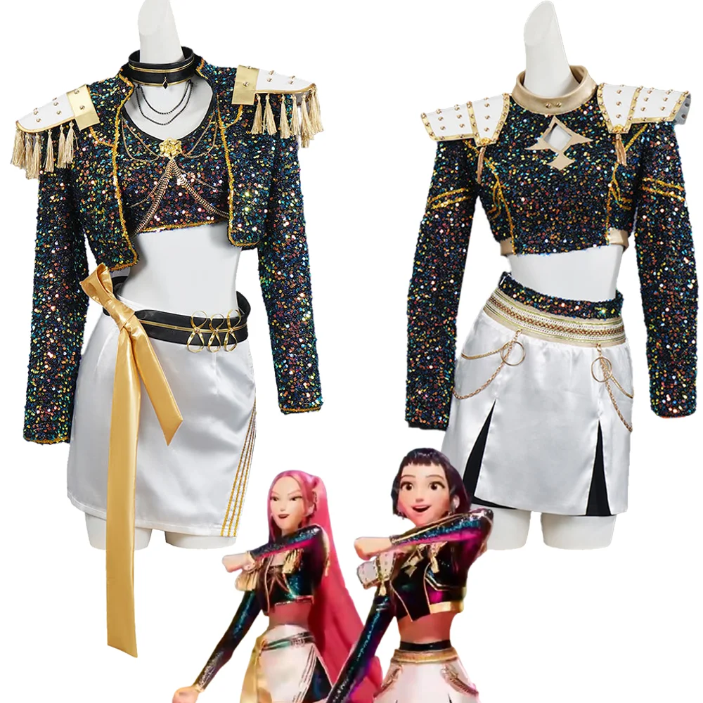 أزياء KPop Demon Hunters Huntrix Group Zoey Mira التأثيرية تنورة لعب الأدوار ملابس الحفلات الهالوين كرنفال الخيال