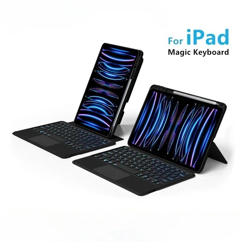 

Клавиатура для iPad Pro 11 2024 M4, чехол для iPad 12.9 2022-2018, Air 5-го и 4-го поколений, 10.2, 10-го поколения, 10.9, Magic Smart TouchPad, клавиатура с подсветкой, чехол-клавиатура