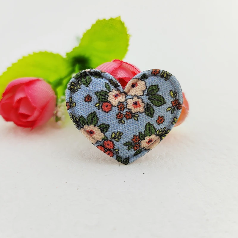 Gepolsterte Stoffherz-Applikationen für Kleidung, Hut-Nähzubehör, DIY-Kopfbedeckungen, Haarspangen, Schleifendekor-Patches, 3,5x3cm, 100 Stück – Detail 13