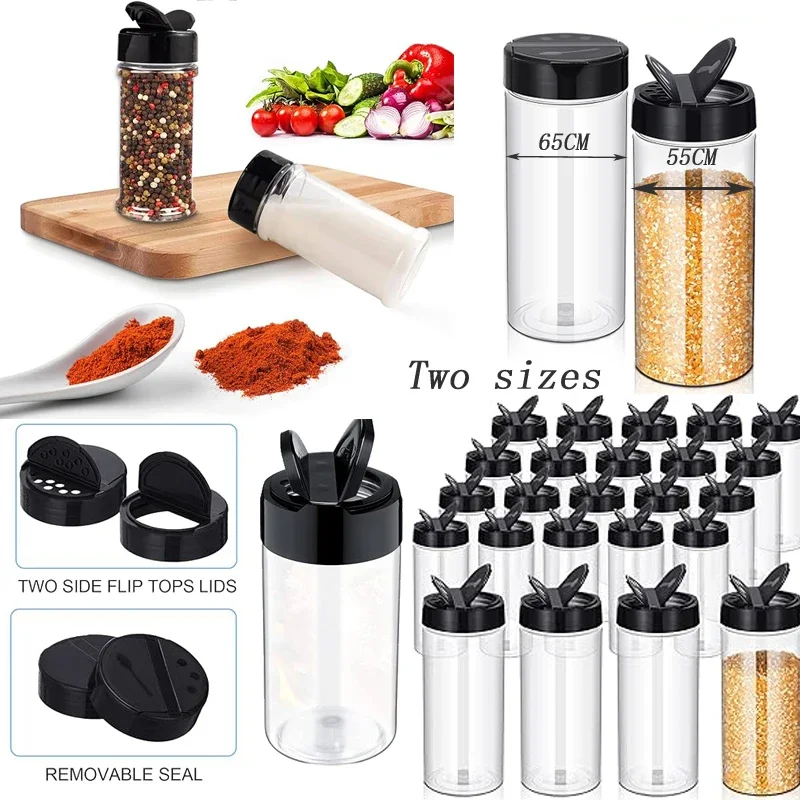 5Pcs 100ml-420ml Clear Plastic Spice Jar With Shaker Lids Empty Seasoning Kitchen Storing Spice Powders Dispenser Containers