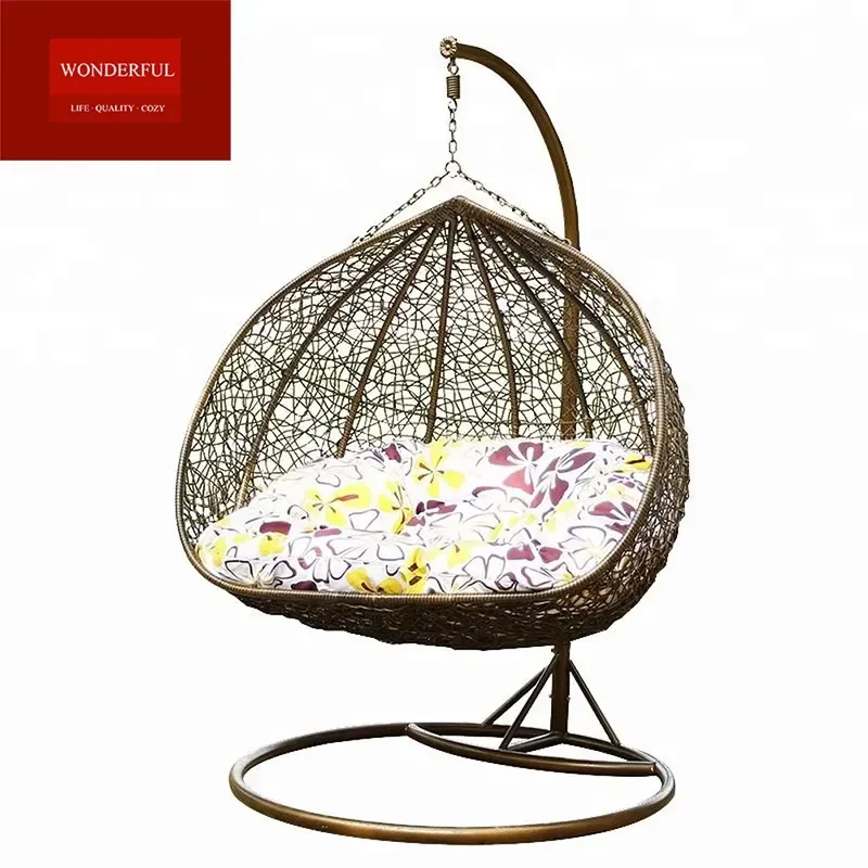 Factory Direct-sale Handmade Rattan Woven Modern Casual Waterproof Sun-protective Outdoor Double-person Hanging Swing Chair