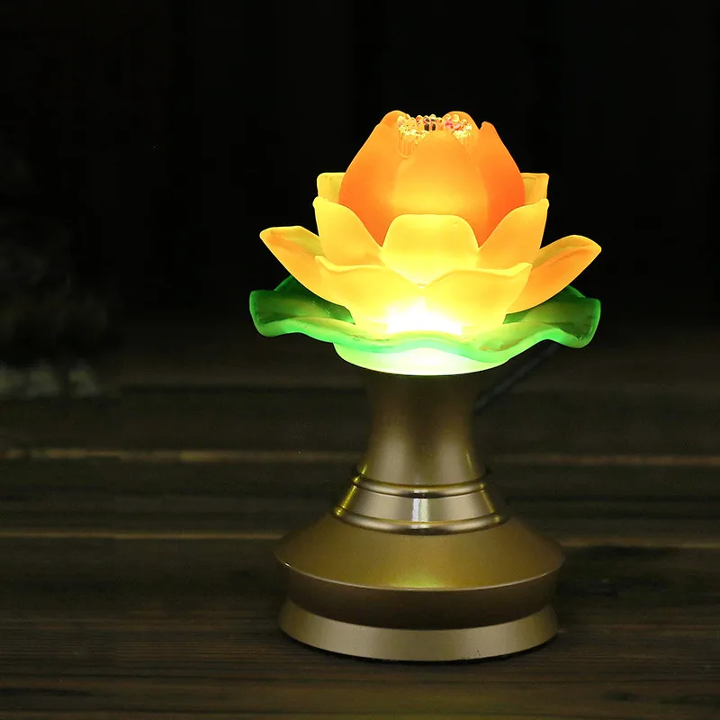 

LED Colorful Lotus Lamp Buddha Hall for Lamp Home Feng Shui Ornaments Buddhism Supplies Guanyin Worship Lamp Decoration