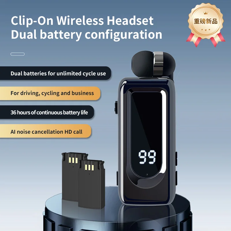2025 新しい D70 Bluetooth イヤホン交換可能なバッテリーワイヤレスイヤフォン通話リマインドバイブレーター着用クリップドライバー電話用マイク