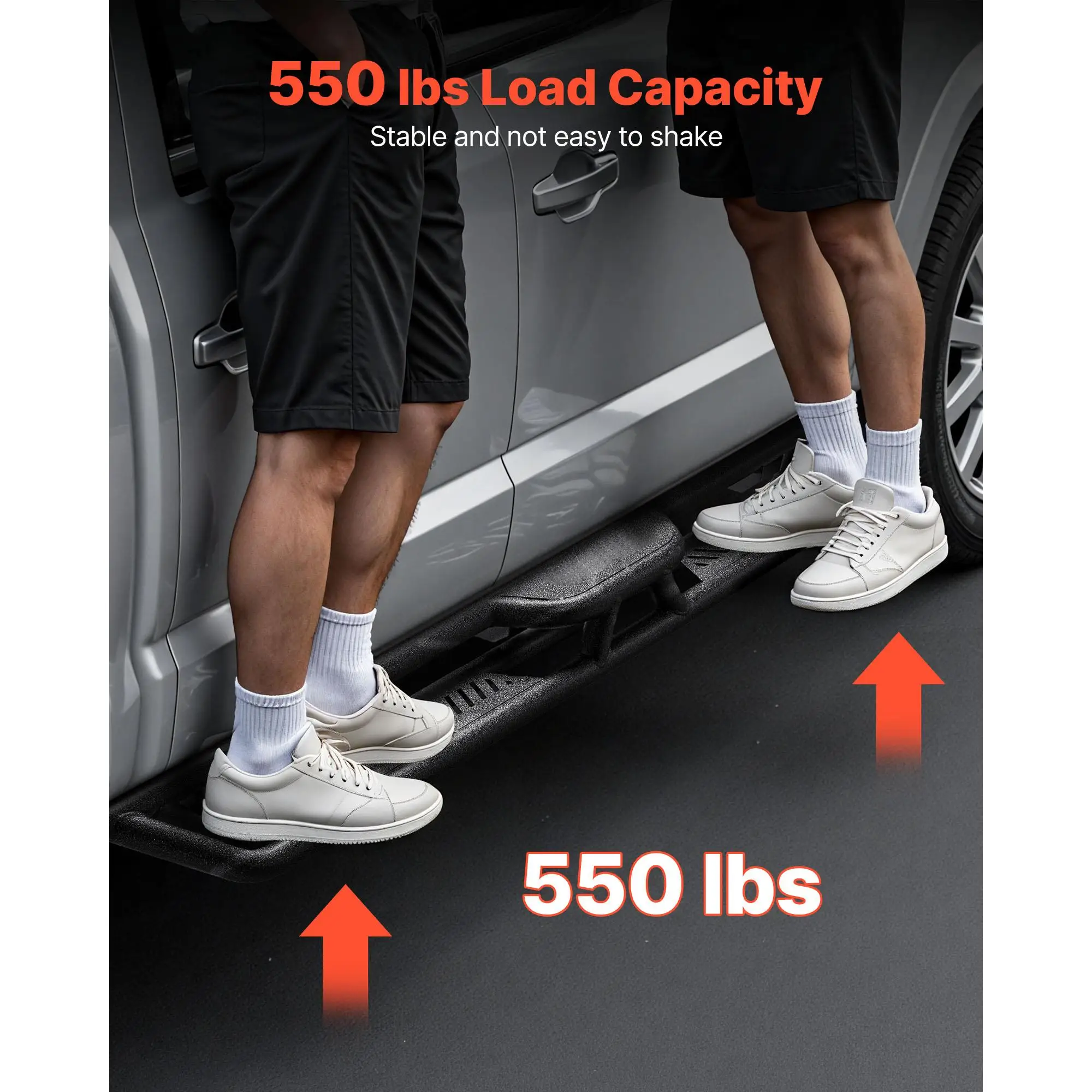 Running Boards, 6 Inches Side Steps Compatible with 2018-2025 for Jeep wrangler JL 4 Door, Black Carbon Steel Bars, 550 lbs Load Capacity, Wide Non-Slip Hollow Surface with Rustproof Coating - view 5