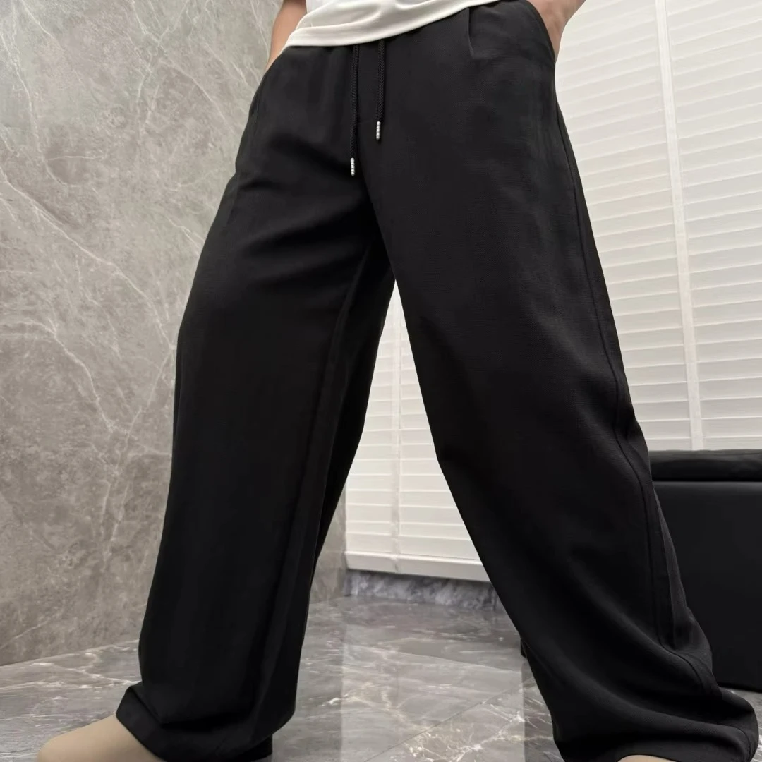 

Italian LP 26 spring and summer new embroidered letter drawstring loose trousers men's drape straight casual trousers