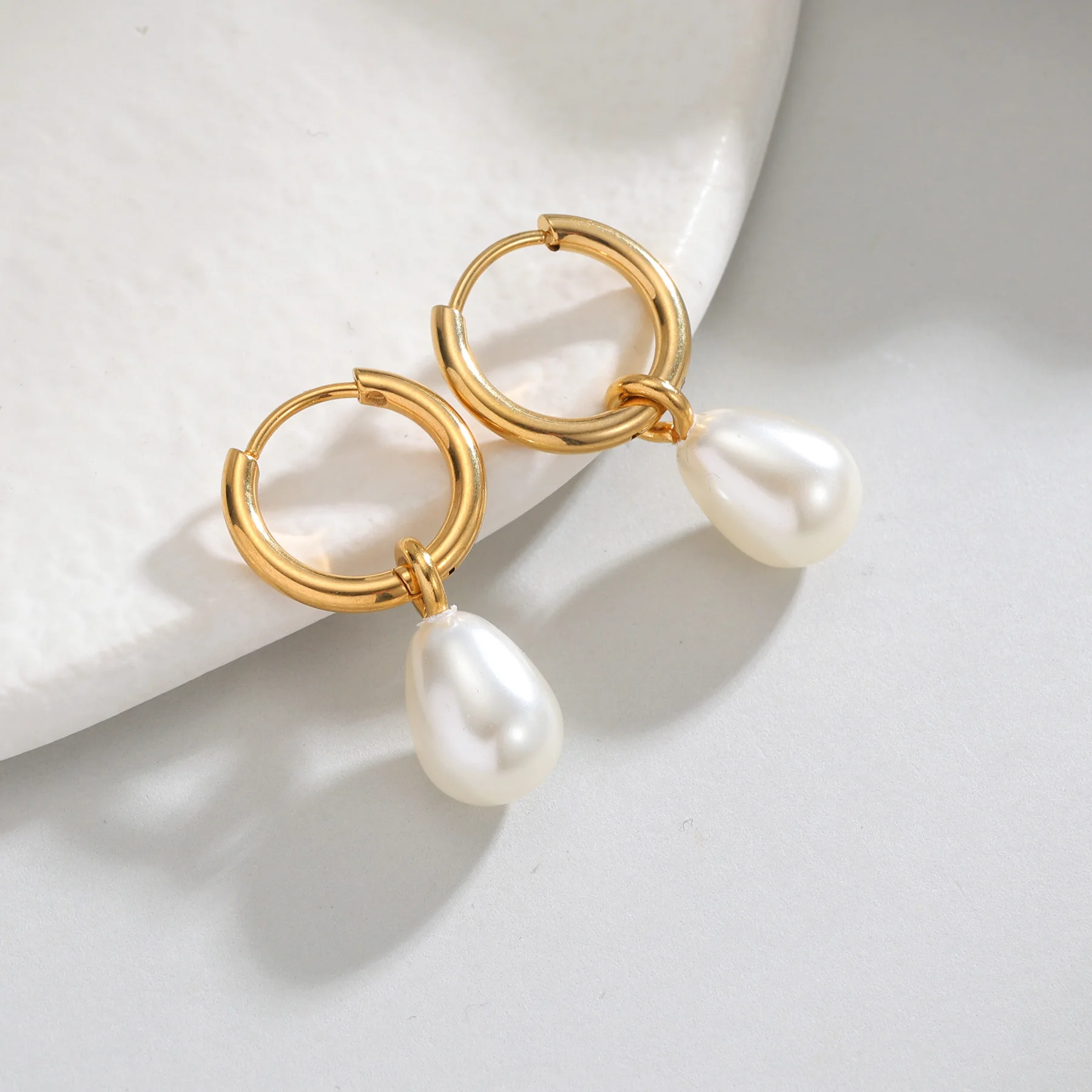 Luxury Exquisite 18K Gold-plated Drop Pearl Earrings For Women Stainless Steel Gentle Style High-quality Birthday Jewelry Gifts