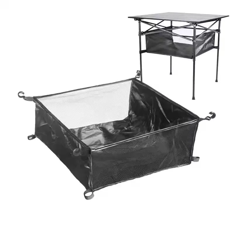 معلقة صافي سلة شبكية طاولة التخييم المنظم رف حقيبة صافي حقيبة تحت الطاولة حقيبة التخزين للخارجية نزهة تجهيزات المطابخ #1