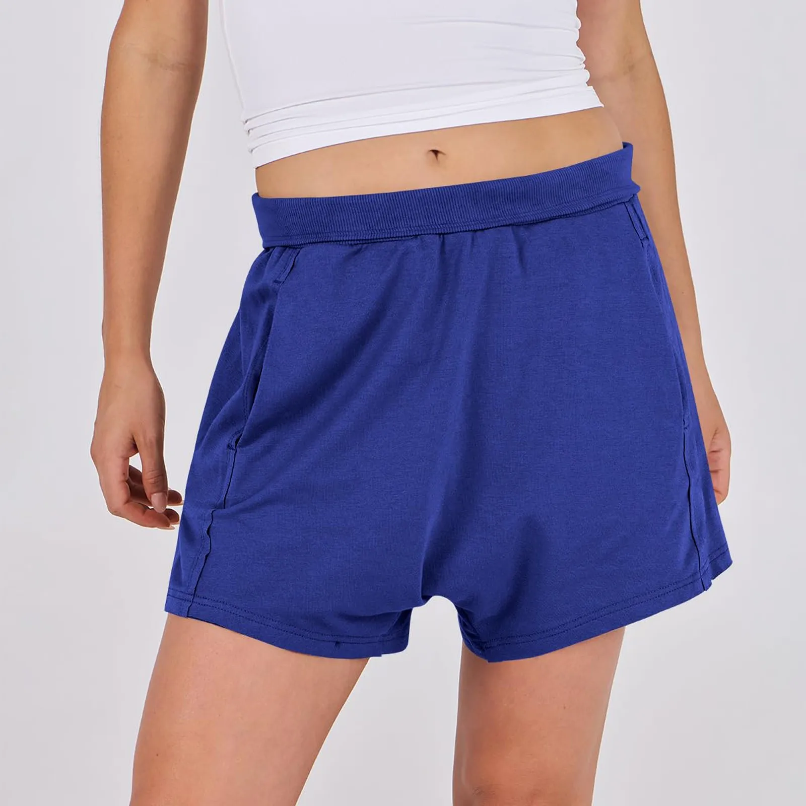 Женские летние новые шорты, повседневные модные однотонные свободные прямые шорты с высокой талией, повседневные шорты для дома, пляжа, отдыха, уличного стиля