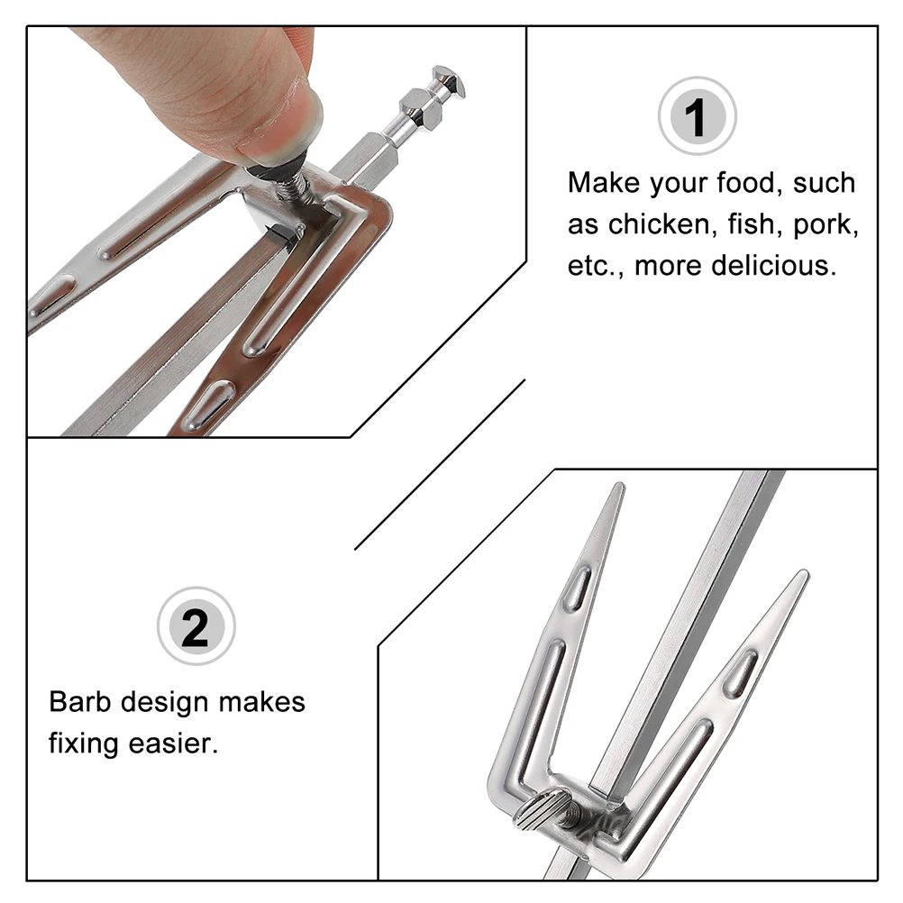 

2pcs Stainless Steel Rotisserie Spit Forks Air Fryer Grilling Accessories Stainless Steel Air Fryer Forks Roast Chicken BBQ