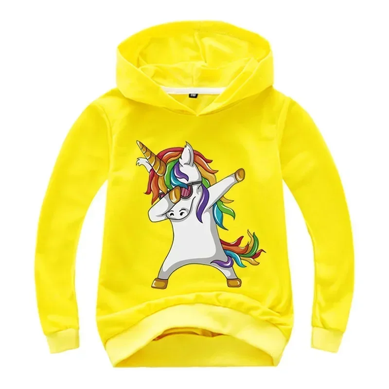 Children Clothing Coat Unicorn Cartoon Hoodie Boys Girls Tops Toddler 3-12 Year Printing Hoodie Spring Black Red Sweatshirr