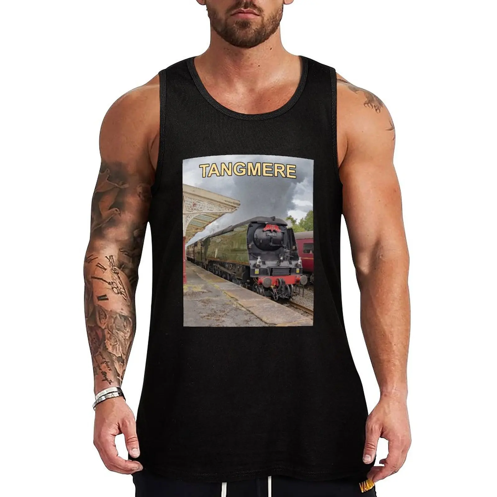 

Steam train over Yorkshire moors Tank Top Basic Layering Tank Top Soft Cotton Sleeveless Shirt