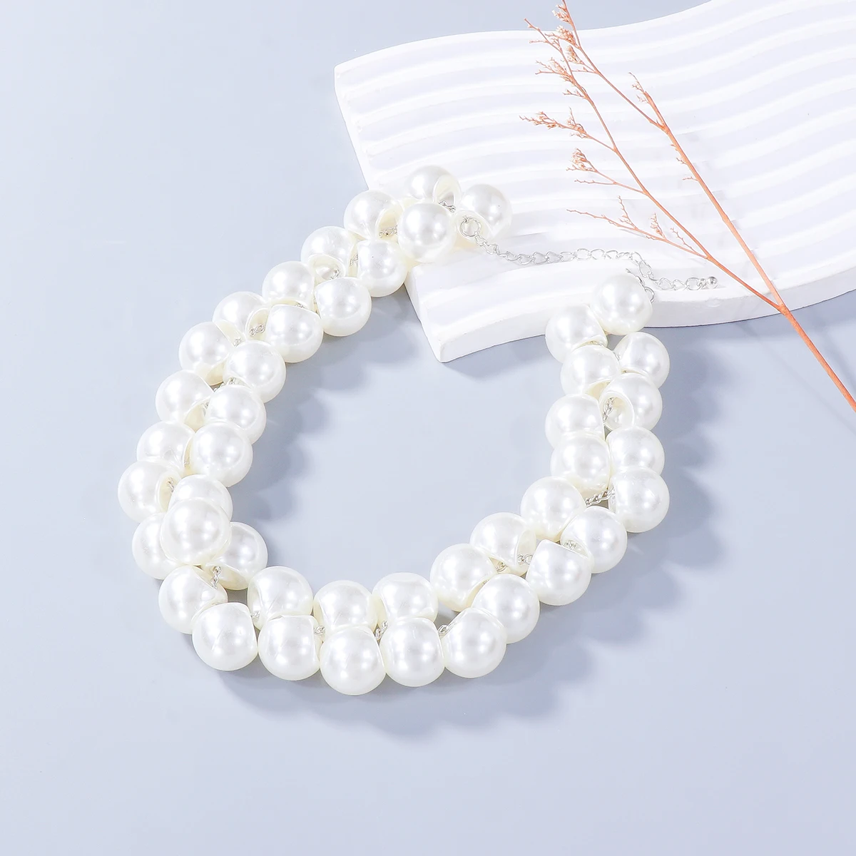 

15MM Dainty Round Imitation Pearl Choker Necklace Wedding Pearl Necklace Delicate Jewelry for Women