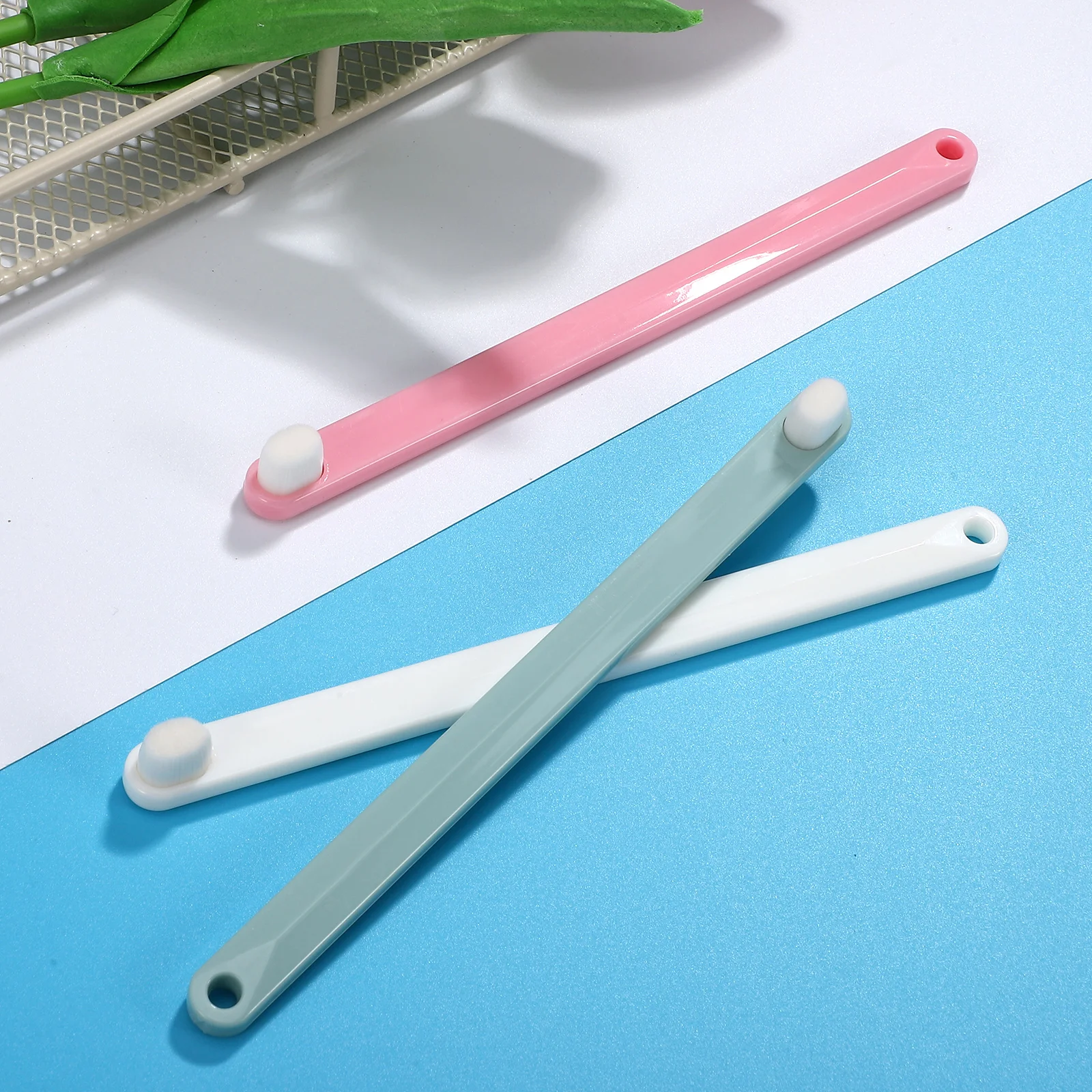 

3pcs Pet al Cleaning Toothbrush Soft Bristles Small Head for Cats Dogs Rabbits Plastic H Dental Care Supplies Pink White