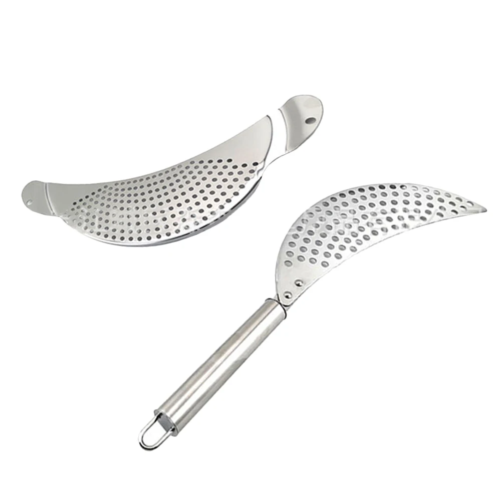 

2Pcs Kitchen Pot Strainer Moon Shaped Stainless Steel Hand Strainer for Safe Easy Straining Without Colander Heat Resistant