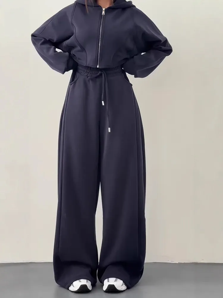 

Осенний женский спортивный костюм с молнией и брюками, серый повседневный комплект из двух предметов, женский повседневный желтый спортивный костюм с капюшоном