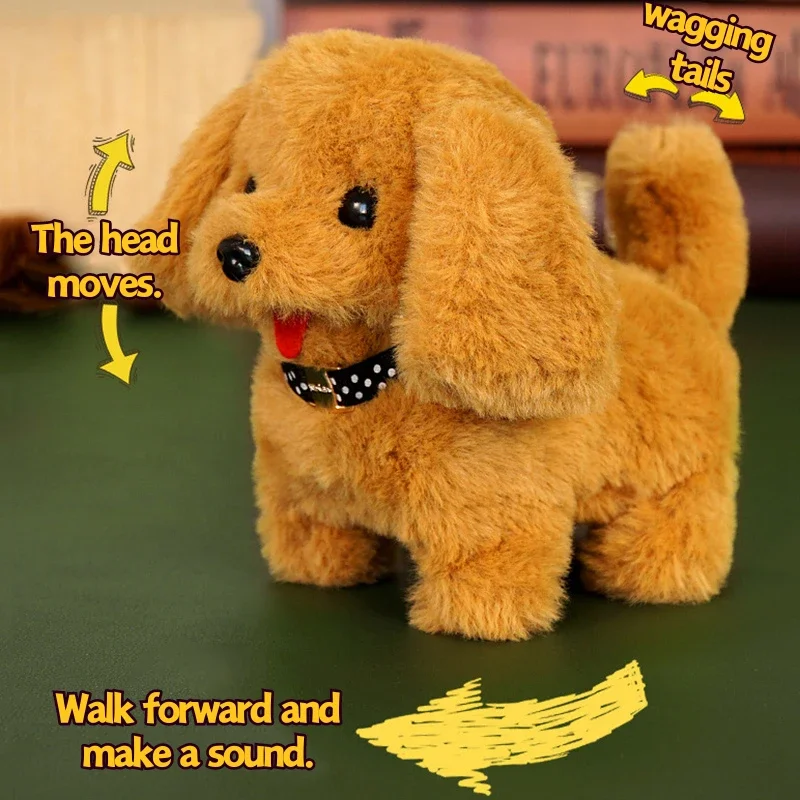 Electronic Walking and Barking Plush Dog Toy, Filhote de cachorro interativo, Trela de controle remoto para crianças