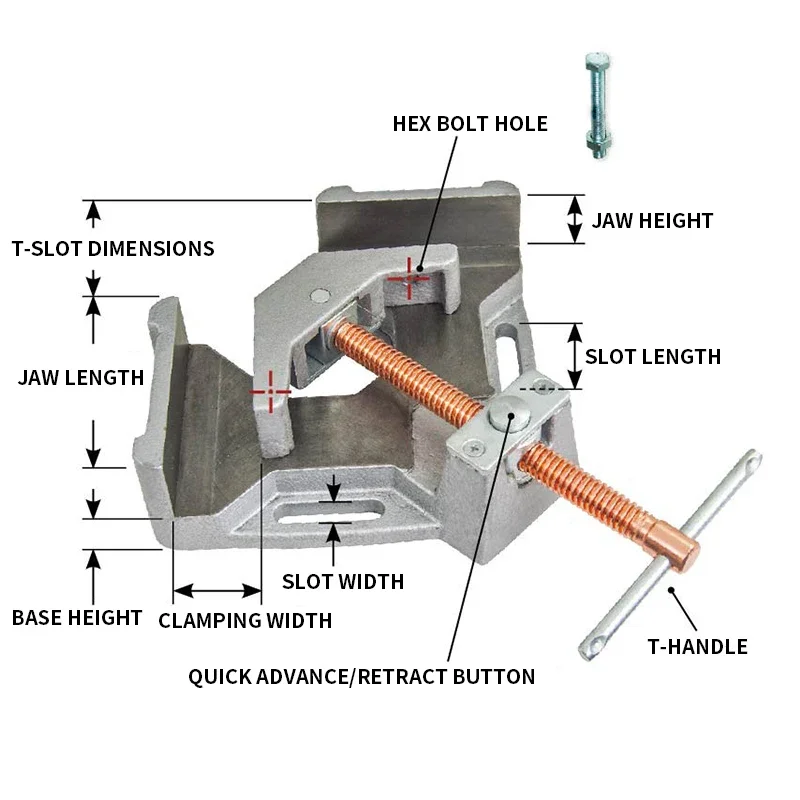 

Welding and Cutting Angle Clamping Positioning Tool - 3D Welding Vise WAC35-SW/WAC45-SW with Cantilever/T-Handle