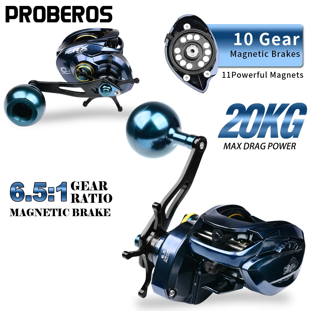 1PC Saltwater Offshore Fishing Bait Casting Fishing Reels 500 Size Casting Reel with 6.5:1 HighSpeed Gear Ratio Carbon Fiber Dra