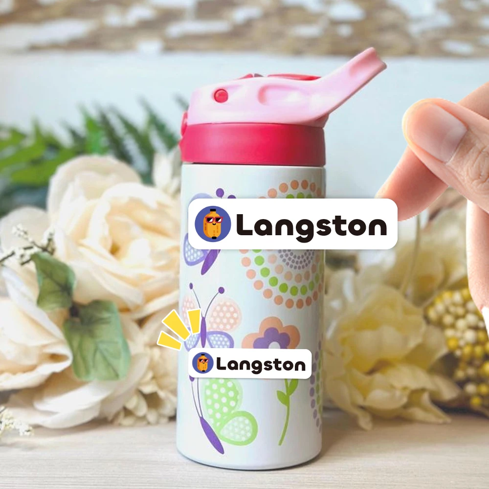 Custom cherry Name Sticker,Transparent Waterproof Stickers for Kids,diy Name Labels for School Bag Bottles Box  Mug Uniform