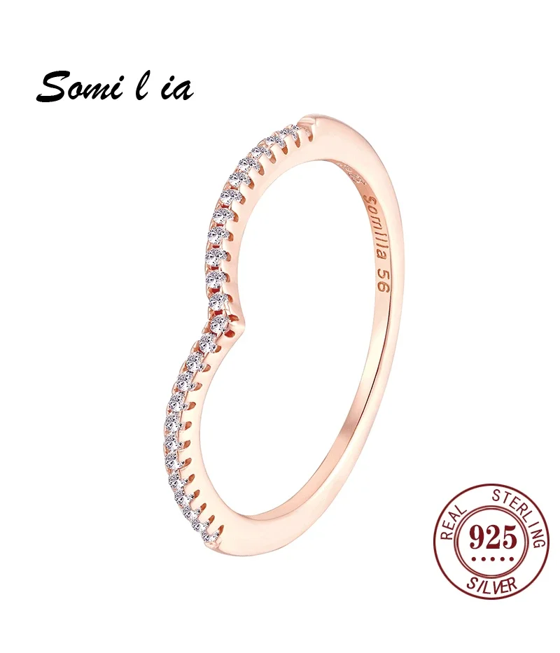 SOMILIA Schlichter Stil 925 Sterling Silber Ehering für Frauen Mini Zirkonia Feiner Schmuck Größe 6/7/8/9/10 Bestseller 4002 – Detail 14
