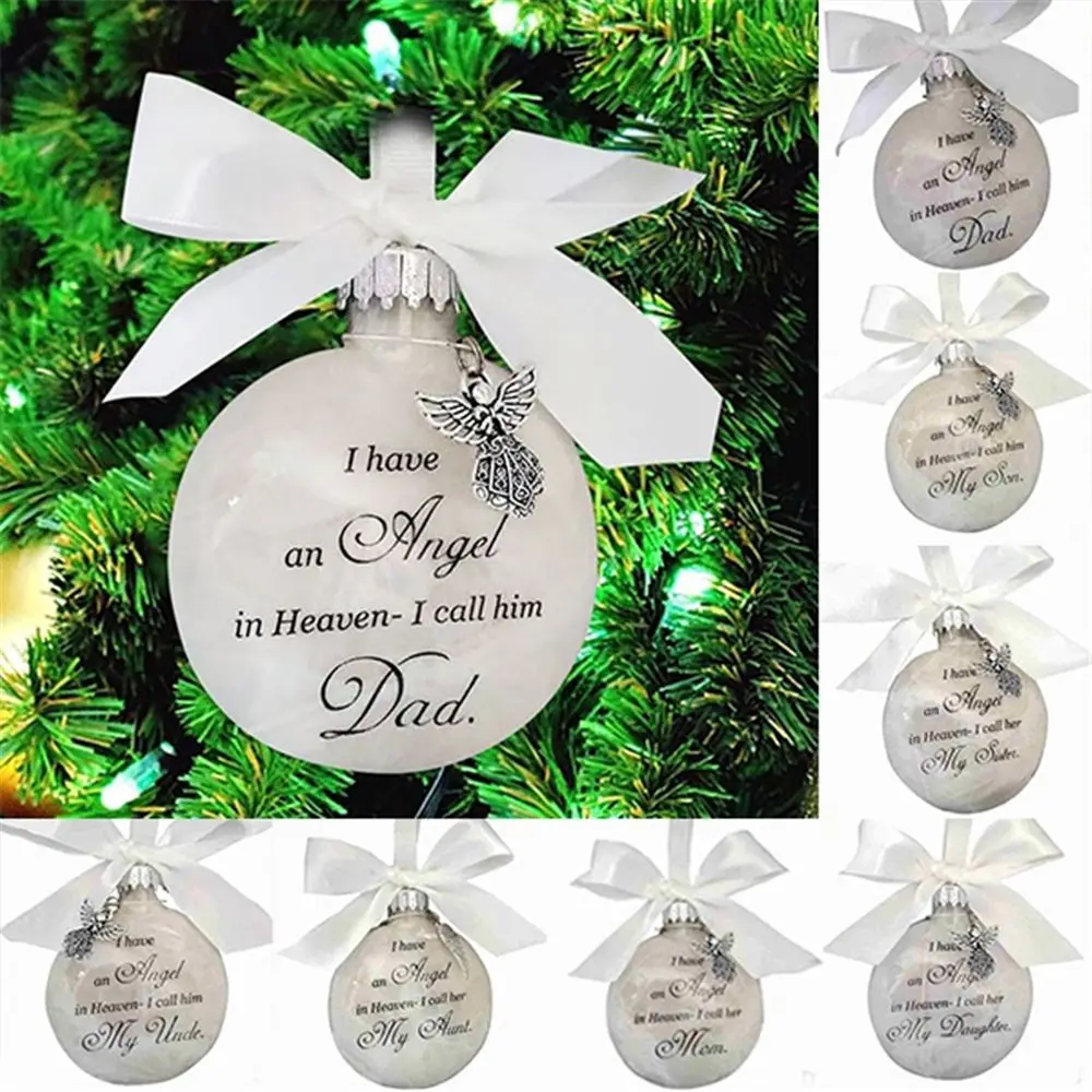 Home Decoration Angel In Heaven Xmas Hanging Ornament Feather Ball Memorial Ornament Family Pendant