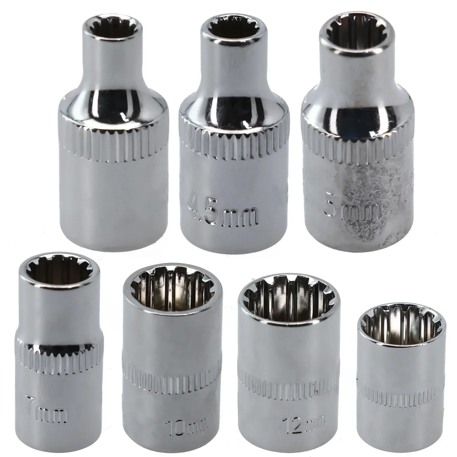 1pc 12 points douille miroir tête de douille courte 1/4 lecteur Torx Bit clé à cliquet adaptateur 4/4.5/5/5.5/6/7/9/10/11/12/13/14mm