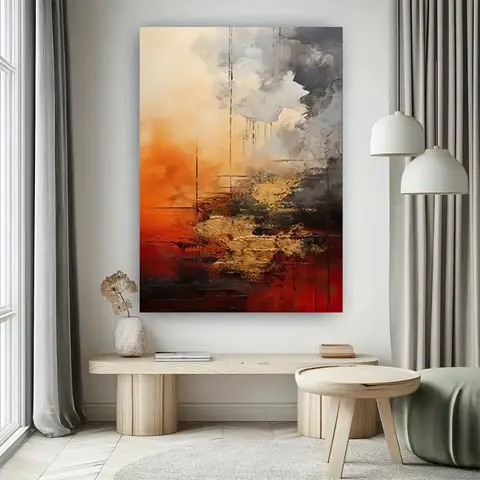 Pintura al óleo abstracta 100% pintada a mano sobre lienzo, arte mural moderno con líneas doradas para el hogar, cuadro grande para decoración de la sala de estar.