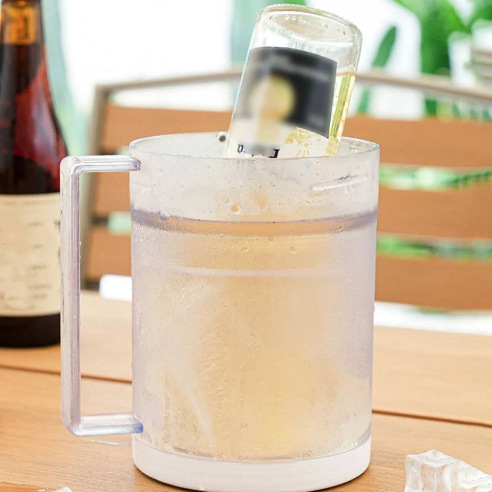 

USB Rechargeable Ice-cooled Juicer Cup Double Layer Large Capacity Extract Juice Cup with Handle Transparent Fruit Juicing Cup