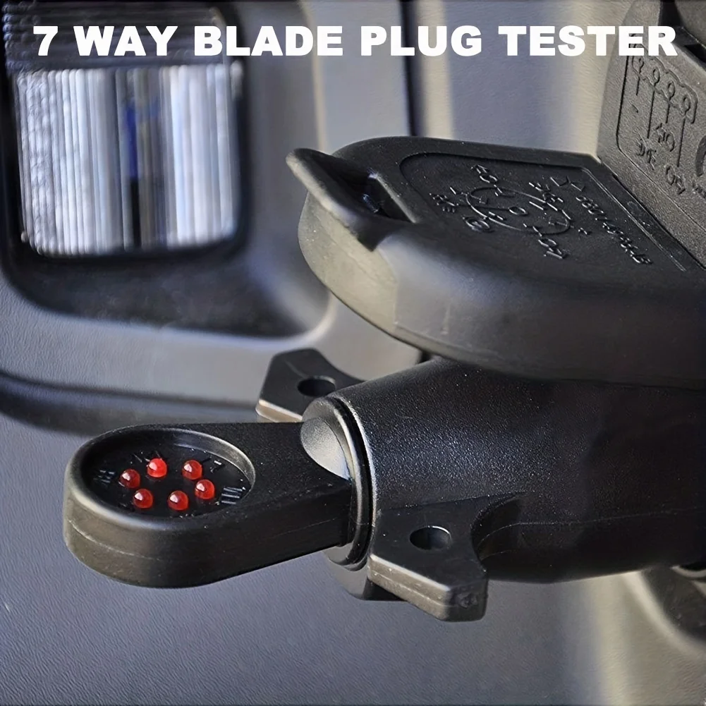 

7-Way Blade Trailer Light Wiring Circuit Tester 7 Pin Round Electric Plug Test Vehicle Towing Brake Tail Turn Signal Test Tool