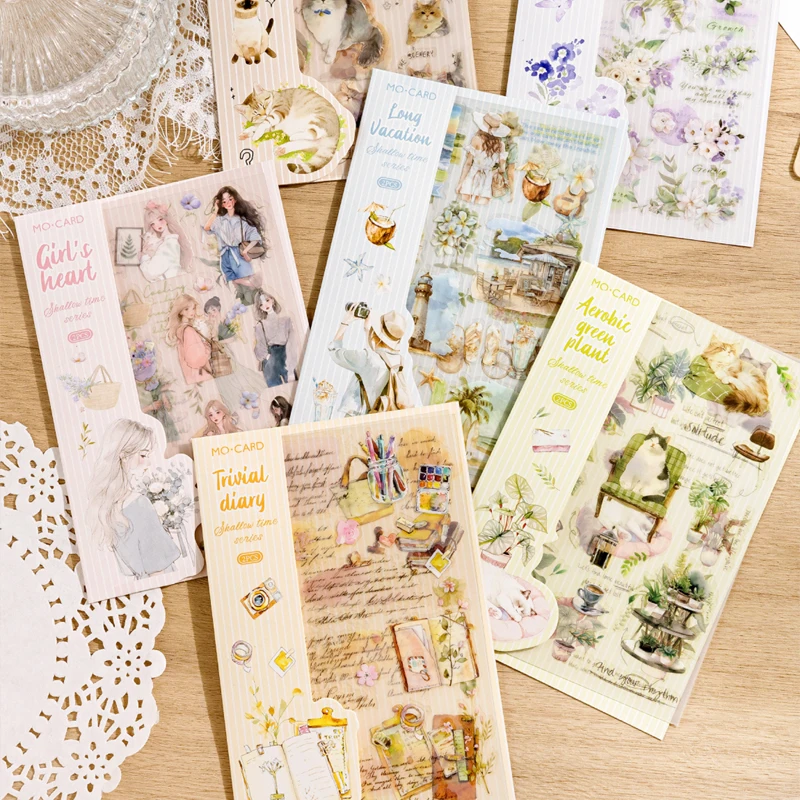 

6 types: PET transfer flat stickers, DIY collage material stickers for daily girls, children's card gifts