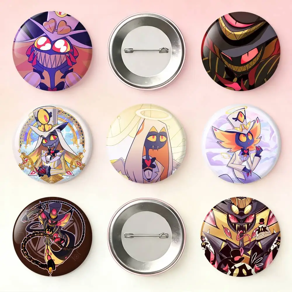 

Sir Pentious H-Hazbin H-Hotel Laser Badge Creative Pins Brooch for Bag Clothes Hat Decor Gifts Fans Collect