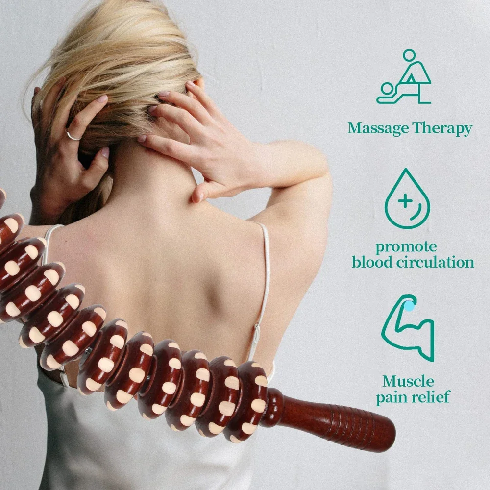 1PC Wooden Massage Roller for Waist and Thigh, Multi-Functional Body Roller for Cellulite Reduction and Muscle Tension