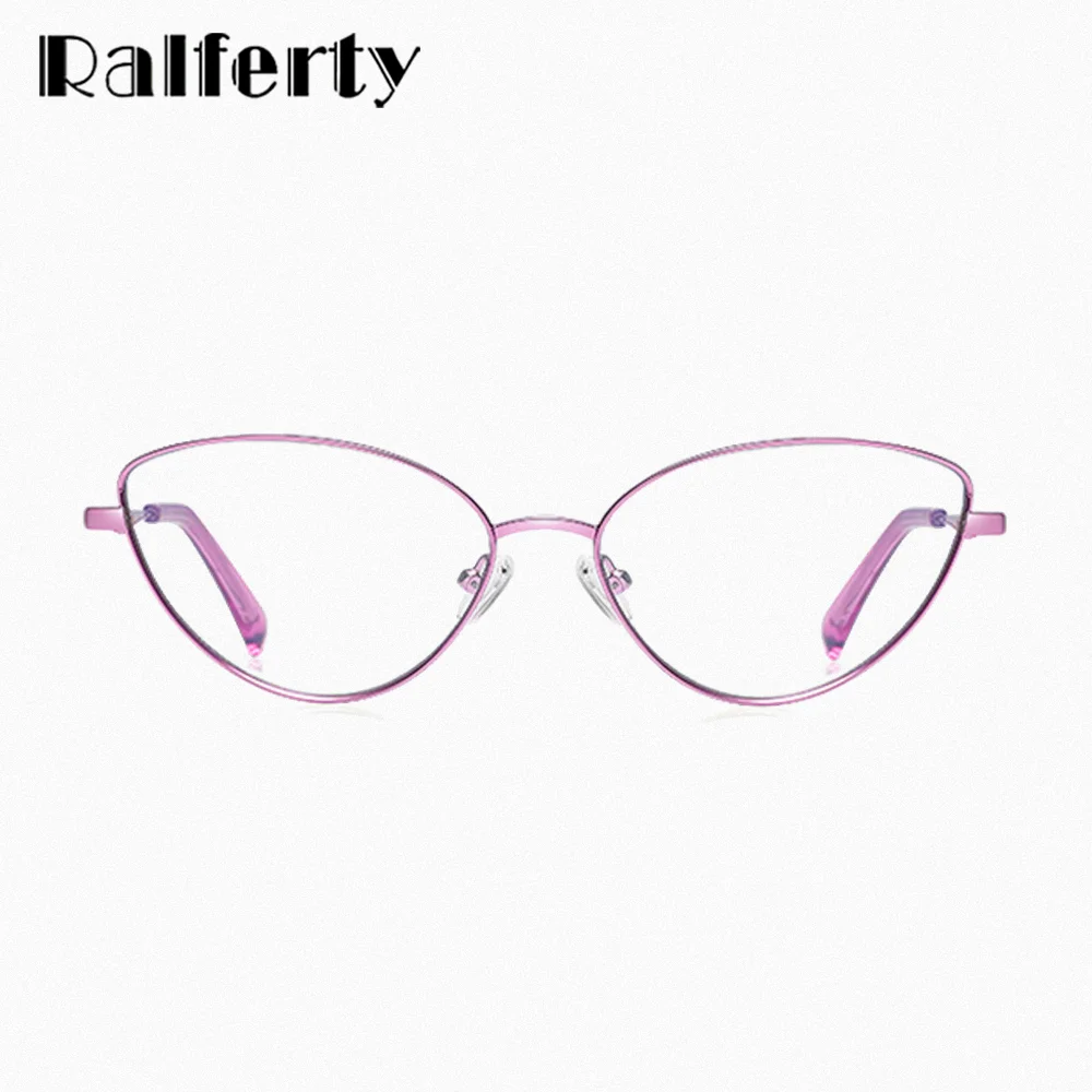 Ralferty 2025 Trendy Women's Eyeglass Frames Cat Eye Metal No Grade Glasses Frame Women Medical Prescription Spectacle Frames