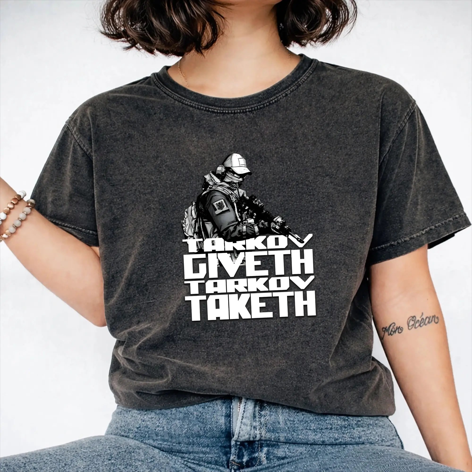 Escape From Tarkov USEC  Washed T Shirt Streetwear Hip Hop Casual T-Shirts  Tee Shirt for Men Women Short Sleeve Oversize