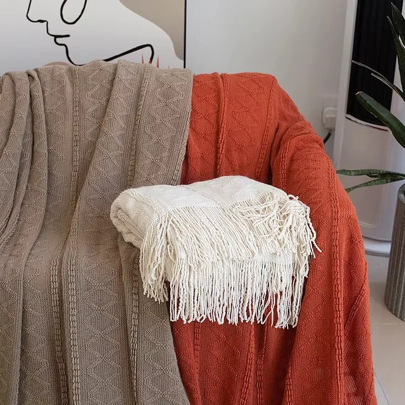 

Nordic Throw Blanket for Beds Geometric Household Knit Sofa Cover Office Nap Cover Soft Blanket Bedspread Winter Fashion Shawl