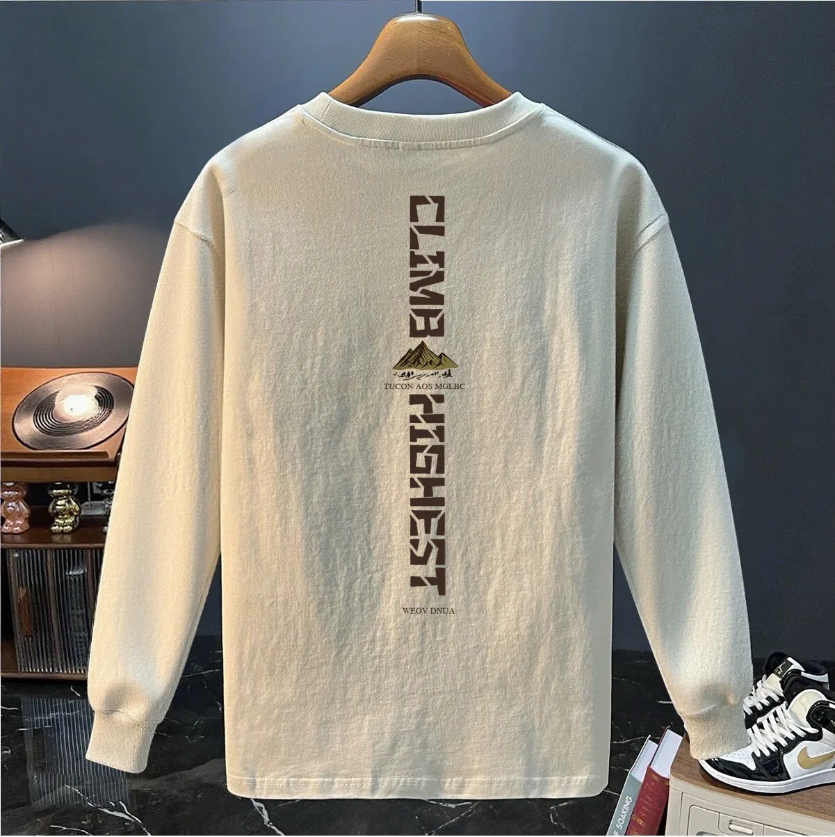 

Футболка из чистого хлопка Outlet Brand с длинным рукавом, повседневная, модная, осенняя, универсальная, свободного кроя, с круглым вырезом, для молодежи