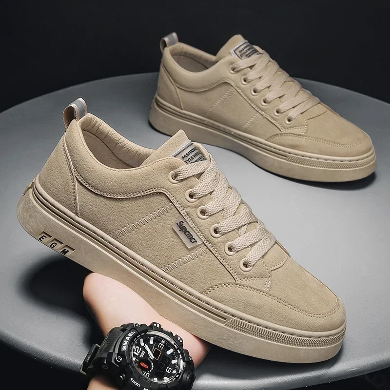 Khaki Men\'s Sneakers Platform Casual Shoes for Man  Working Shoes  Original Man Sneakers Deals Spring Anti-slip Men Flat Shoes