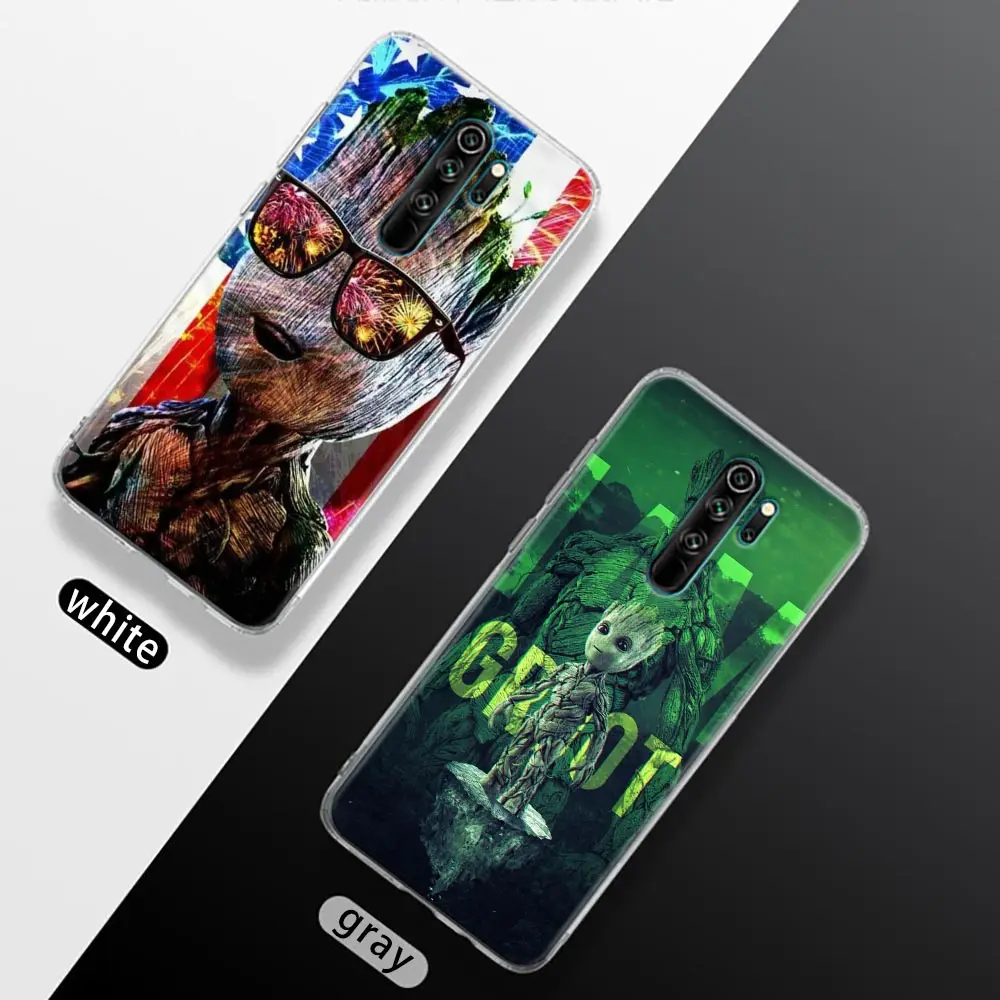 Marvel Hero Groot Clear Phone Case For Xiaomi Redmi Note 8Pro 11 10 9 8 Pro 7 8A 10S 11 K40 Pro 5G Soft TPU Cover Coque