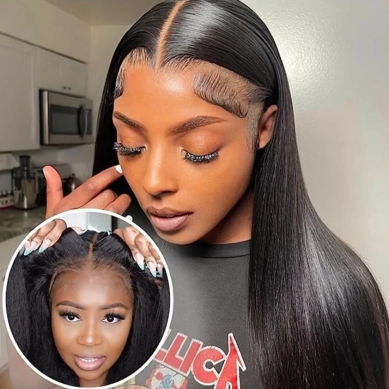 

30 40 Inch Bone Straight 7x5 Glueless Wig Human Hair Ready To Wear 13x4 HD Lace Front Human Hair Wigs For Women Pre Cut No Glue