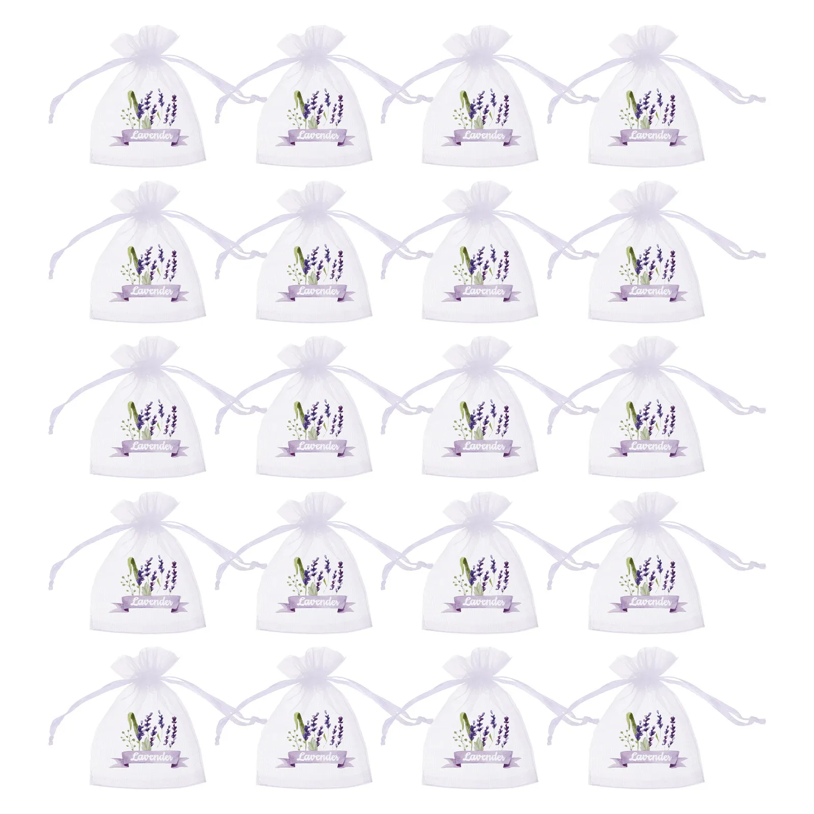 20Pcs Lavender Sachet Bags Drawstring Mesh Pouches Suitable for Lavender Rose Petal Storage Wardrobe Breathable Sachets
