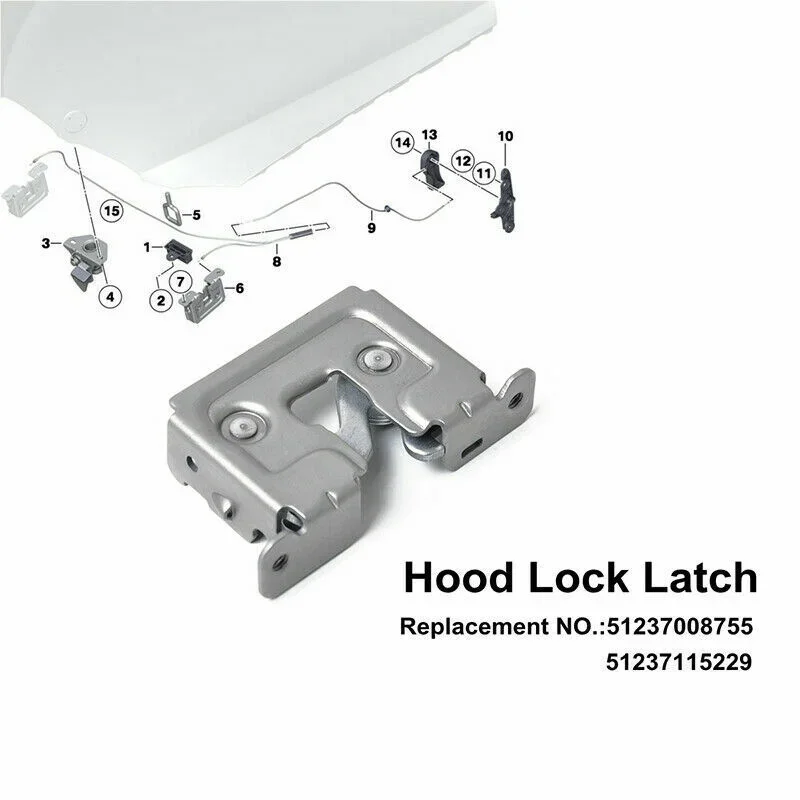 1Pc For BMW 1 Series Front Lower Hood Lock Latch Bonnet Open Catch Lock Release Mechanism E81  E88 E82 E8 751237115229