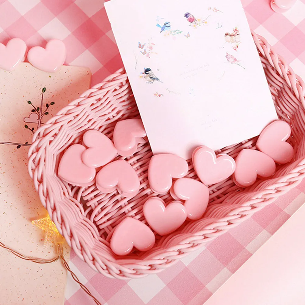 12Pcs Pink Heart Pattern Paper Clips Bright Colorful Clip Holders Waterproof Multi-Function Clips for Document Folder