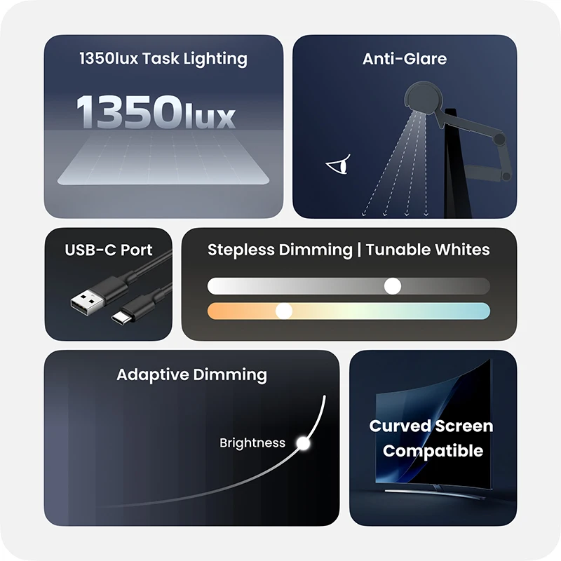 YEELIGHT Pura Monitor Light Bar LED Screen Hanging Light 45° Angle 40cm Eye Protection Touch Controls Stepless Dimming 6500K