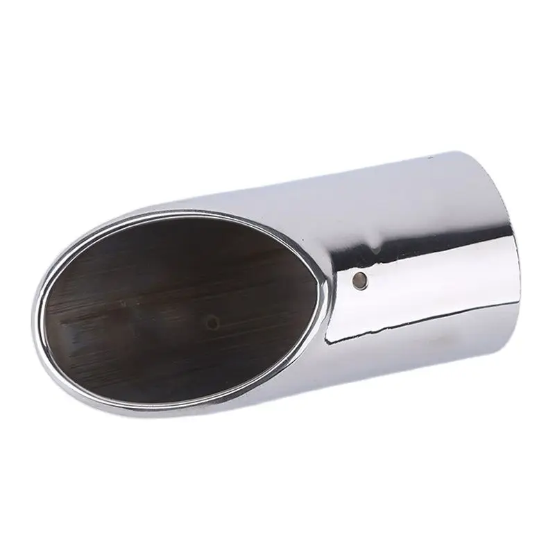 76mm Inlet 104mm Outlet Silver Exhaust Tip Stainless Steel Slanted Cut Exhaust Muffler Tip Tail Pipe with Clamp Screw for Cars