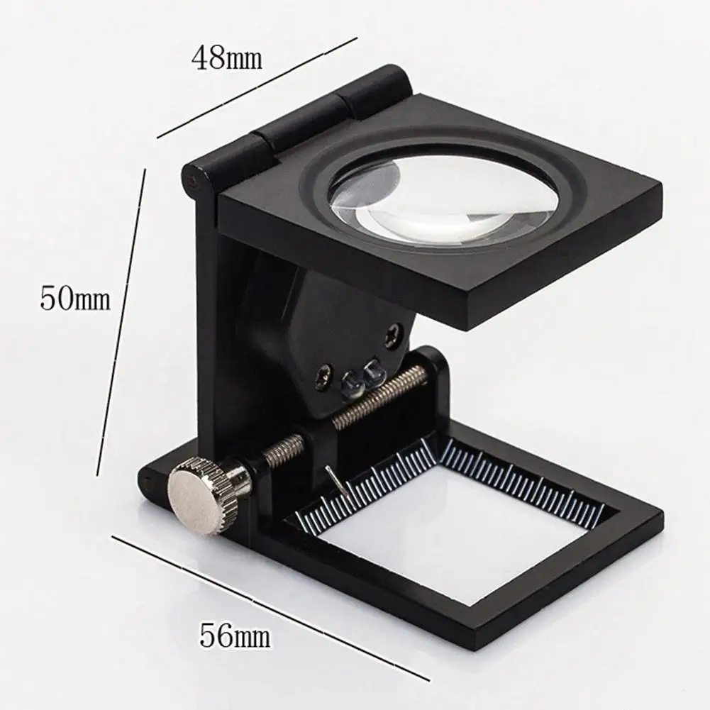 10x Table Pocket Magnifier with 2 LED Illuminate Glass Cloth Textile Fabrics Inspection Folding Scale Magnify dropship wholesale