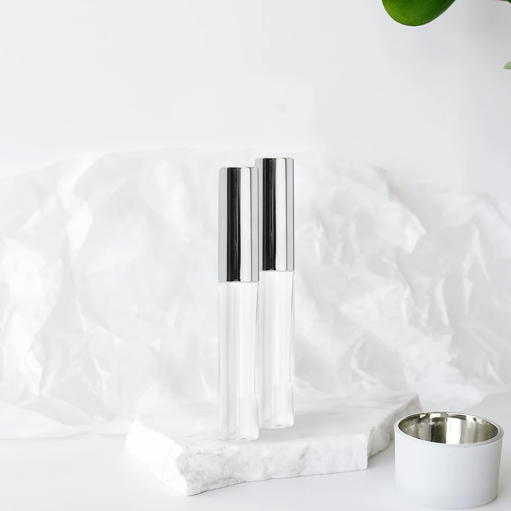 

8pcs Lip Gloss Empty Tubes Plastic Travel Bottles Silver Tint Lightweight Durable Reusable Cosmetics Containers DIY Packaging