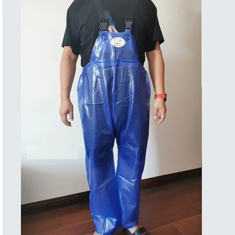 

Man's Buckles PVC Waterproof Cami Trousers 50Micron Thick Impermeable Jumpsuit Chest Level Pants Anti Fouling Overall