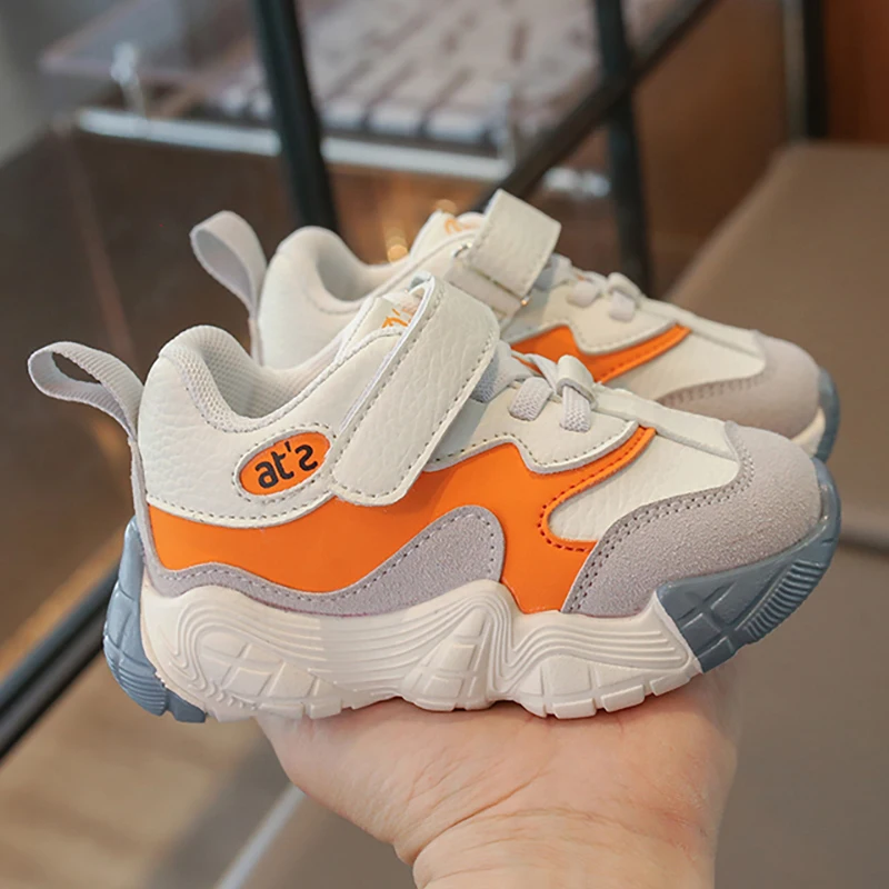 

PU Leather Sport Shoes For Children 2025 Trend Fashion Kid's Sneakers Ergonomics Soft-soled Boy's Girl's Running Shoes