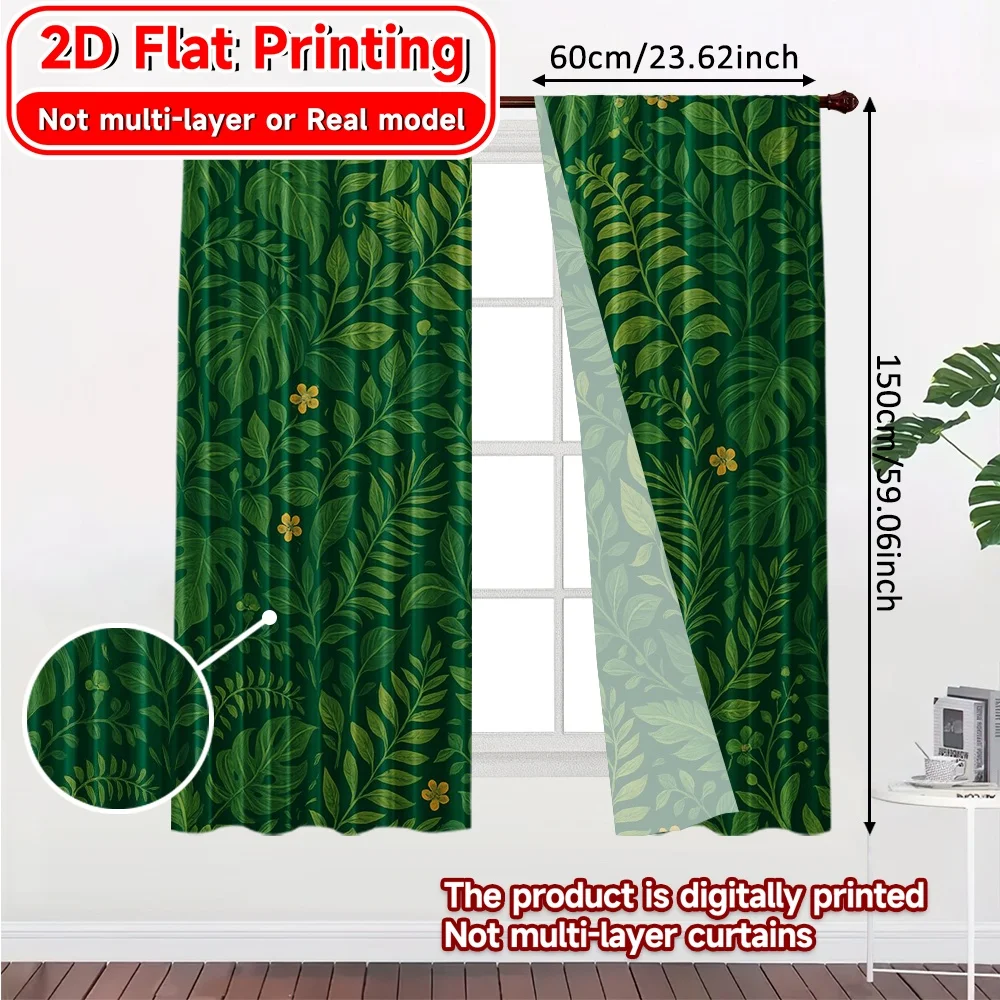 2D Flat Printing,2pcs Enchanted Library(1) Modern Minimalist Curtains Versatile 100% Polyester Curtains Festive Perfect for